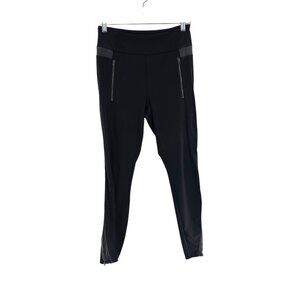 Athleta Black‎ Luxe Ponte Faux Leather Legging Tight Pockets Size Small